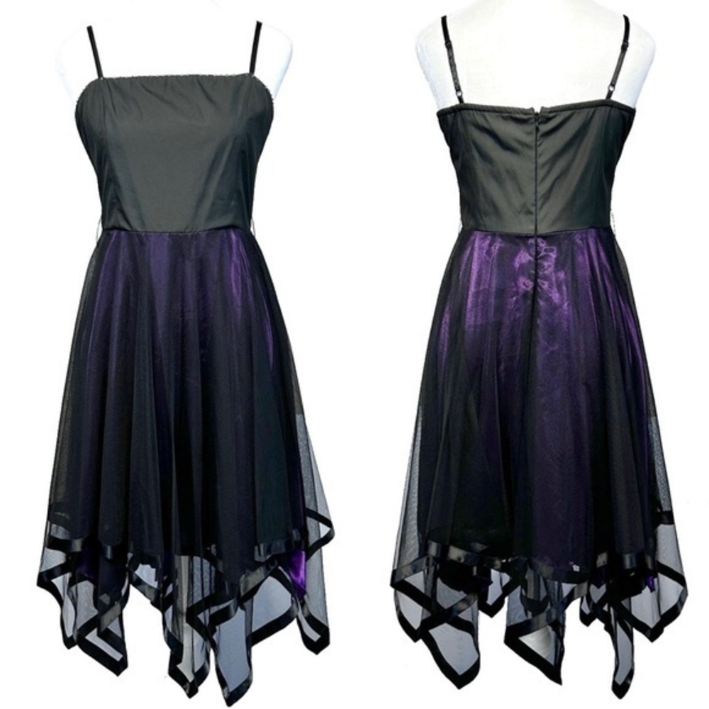 Vtg 90s Asymmetrical Hem Sheer Whimsygoth Fairy Grunge Spaghetti Strap Dress Sm
